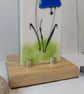 Bluebell, Harebell  fused glass panel on ash base stand - Image 9