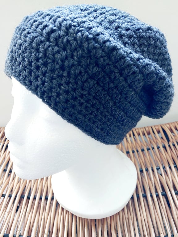 Slouchy Beanie Hat - Navy Blue - Summer Seconds
