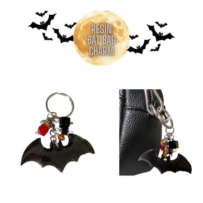 Resin Bat Shaped Bag Charm - Black