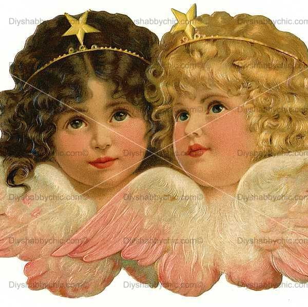Waterslide Wood Furniture Vintage Image Transfer DIY Shabby Chic Art Twin Angel