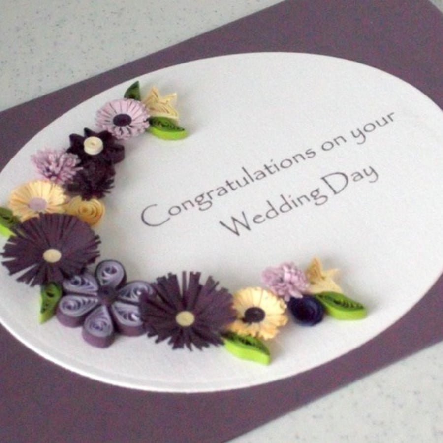 Quilled wedding congratulations card