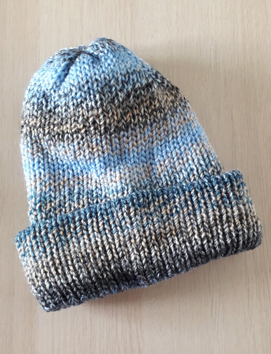 Reversible Double thickness Beanie Hat, Adult Size