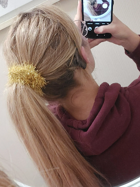 Tinsel Hair Scrunchies- gold tinsel