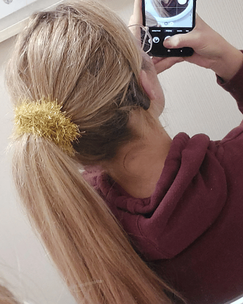 Tinsel Hair Scrunchies- gold tinsel