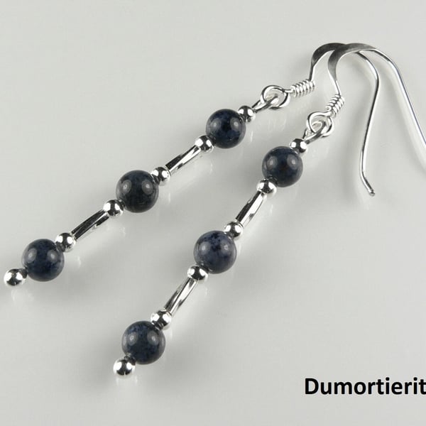 Natural stone drop earrings, sterling silver, 4mm, gift box, 9 stone options 
