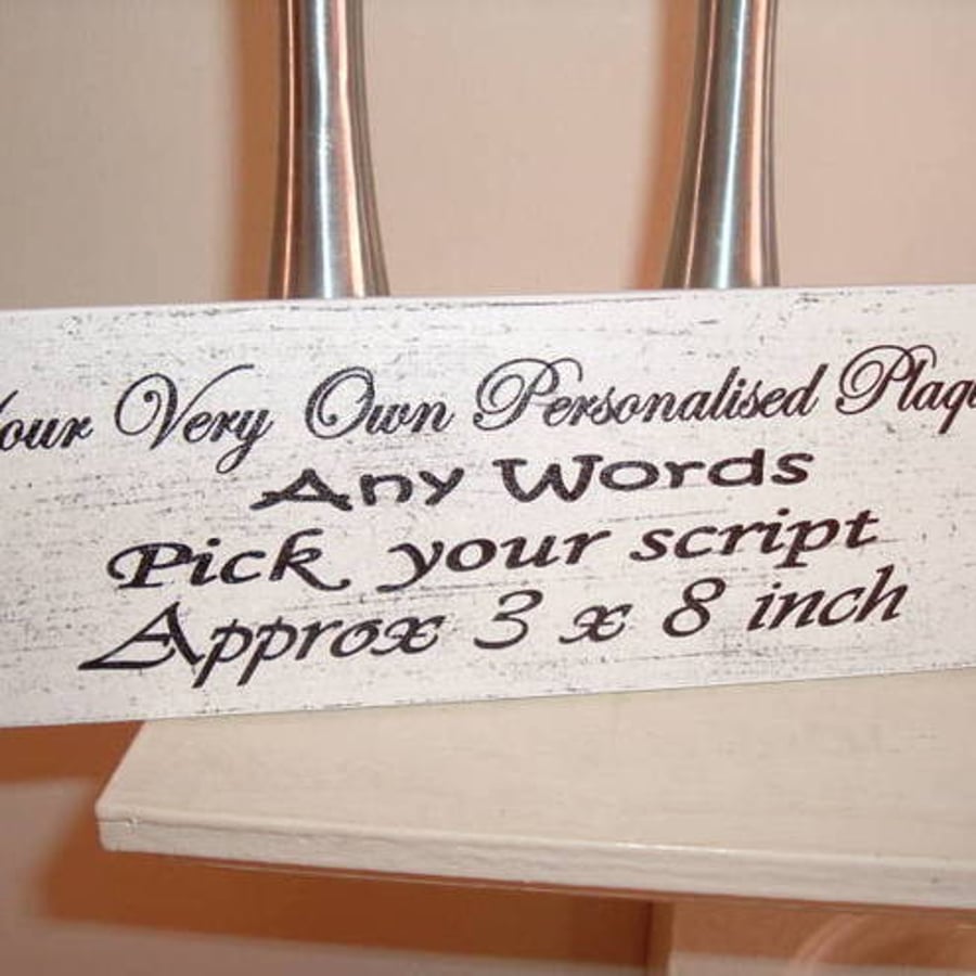 shabby chic distressed plaque-your own personalisation