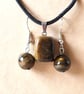 Tiger's Eye Jewellery Set - 925 Silver Hooks - Necklace & Earrings