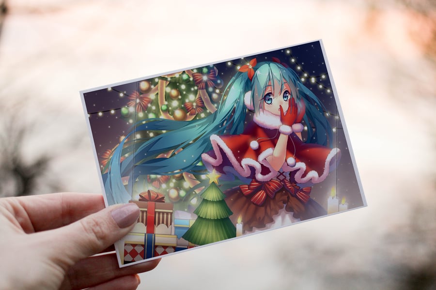 Anime Christmas Card, Personalized Card for Christmas, Festive Card