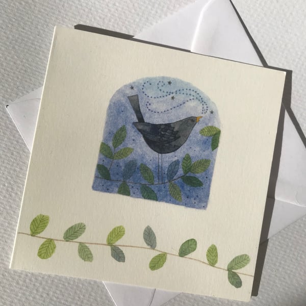 Blackbird at Dusk Card