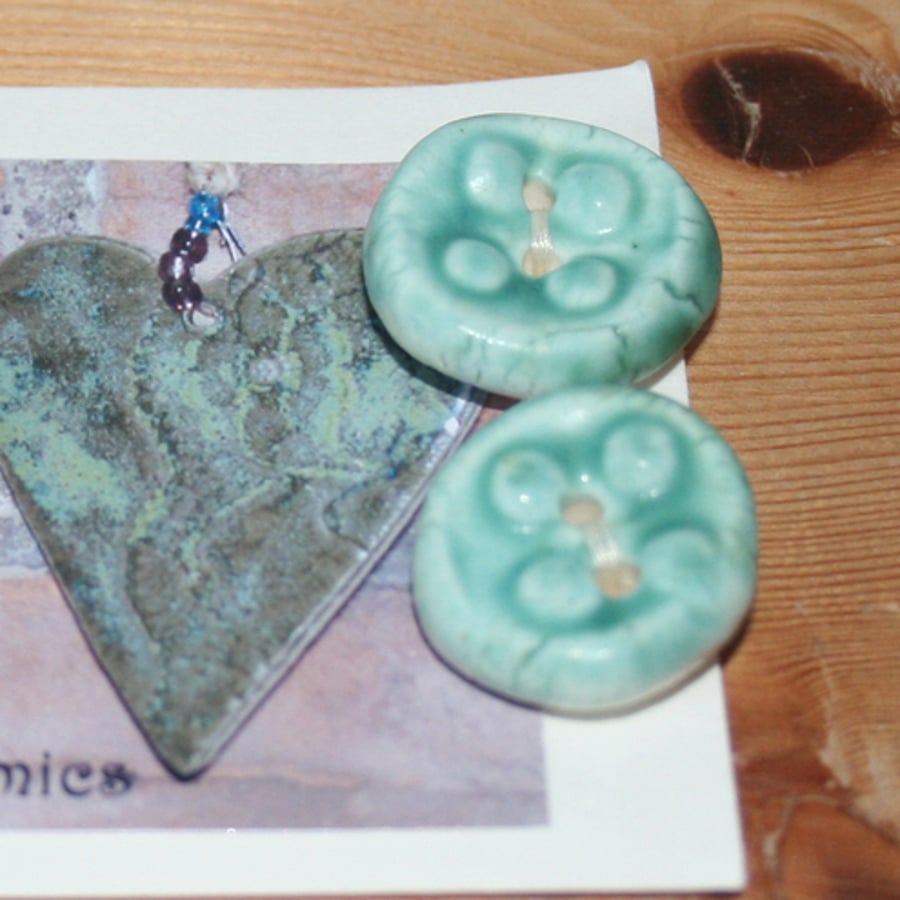 Handmade turquoise ceramic buttons
