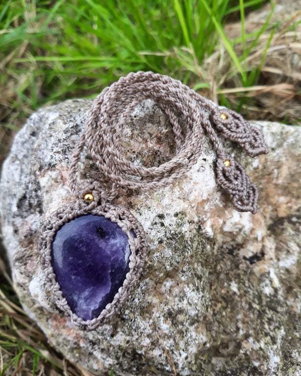 Lepidolite Macrame Pendant 