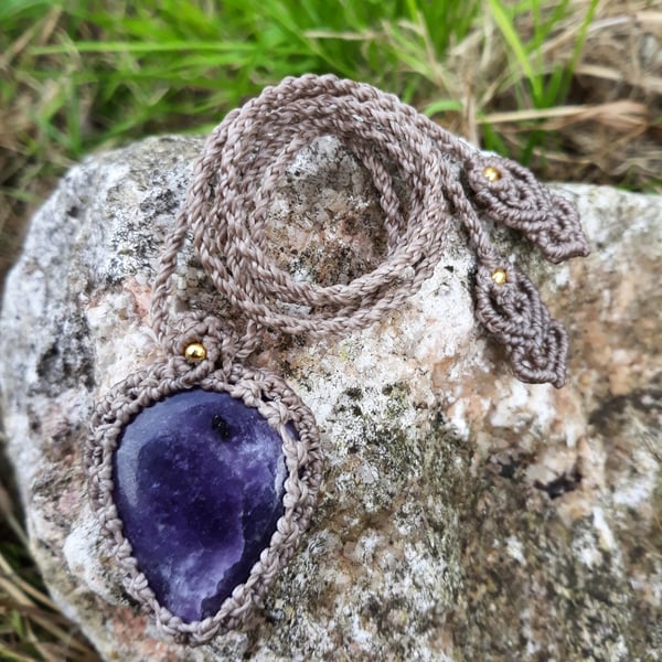 Lepidolite Macrame Pendant 