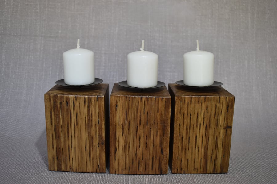 Upcycled Fence Post Votive Candle Holder, Christmas Table Decor