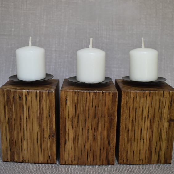 Upcycled Fence Post Votive Candle Holder, Christmas Table Decor
