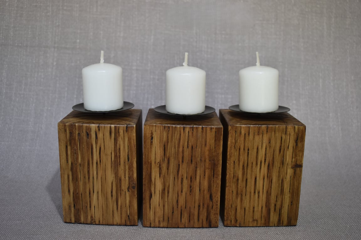 Upcycled Fence Post Votive Candle Holder, Christmas Table Decor