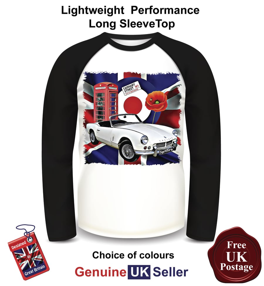 MK2 Triumph Spitfire Mens Top, MK2 Triumph Spitfire Long Sleeve T Shirt