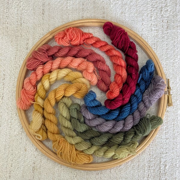 Rainbow CREWEL Plant Dyed Wool Embroidery Yarn Kit  - 10 colours x 20 m - CRW-1
