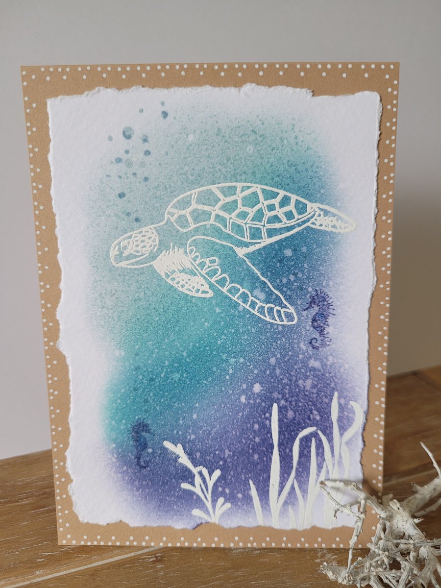  Sea Life Blank Card - Sea Turtle