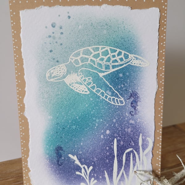  Sea Life Blank Card - Sea Turtle