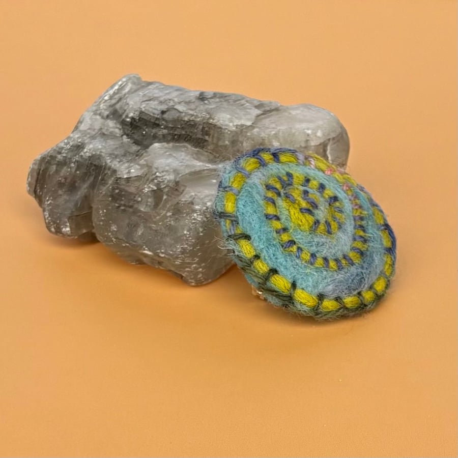 Felted brooch - Ammonite