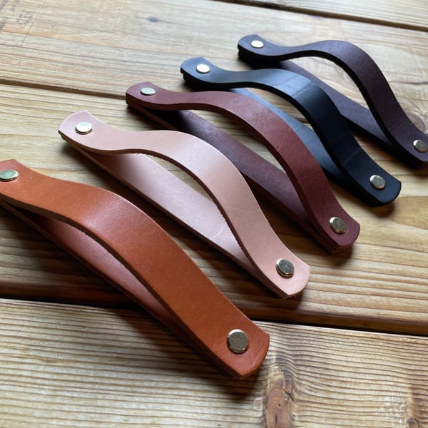 Thick Flat Leather drawer handles leather cabinet pulls Leather knob leather loo