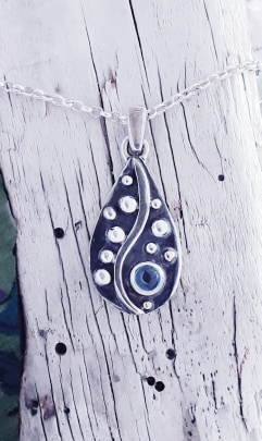 Pebble Pendant with Blue Topaz