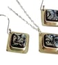 Recycled Sterling Silver Jewellery Set Dichroic Glass Black & Silver Leaf Design - Image 4