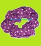Medium Scrunchie, Purple with White Dots 