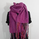 Handwoven Multicoloured Textured Scarf in a Mix of Synthetic Yarn..