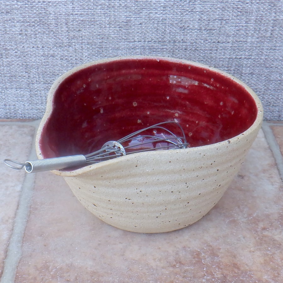 Drizzle bowl salad dressing mixing pouring wheelthrown stoneware handmade 