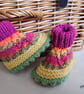 Designer Baby Girl's Hand Knitted Cable Booties  3-6  months size  - Image 2