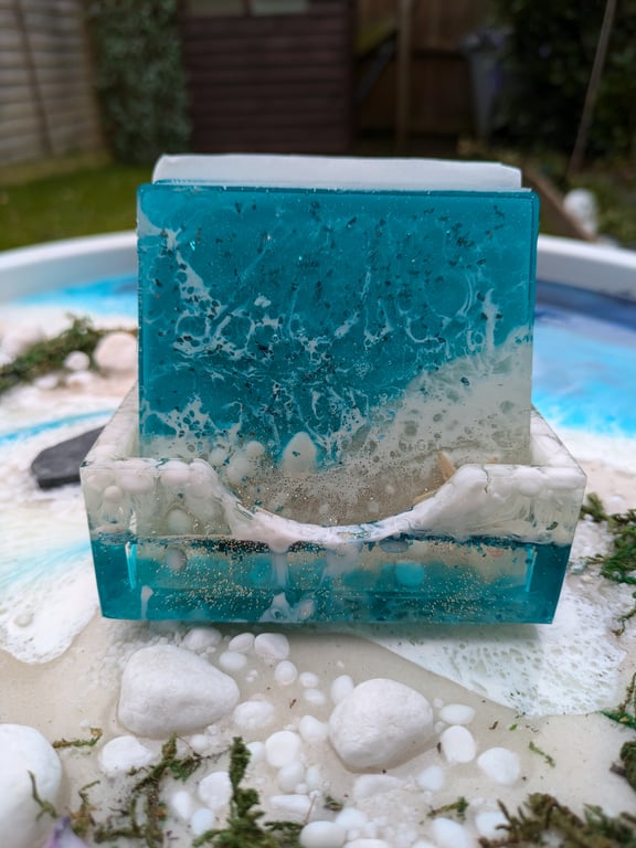 Bespoke Coastal Themed Coaster Set. Square.