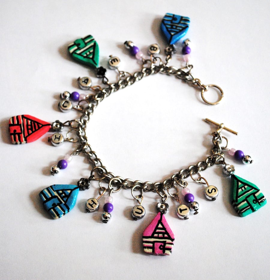 BEACH HUTS CLAY CHARM BRACELET