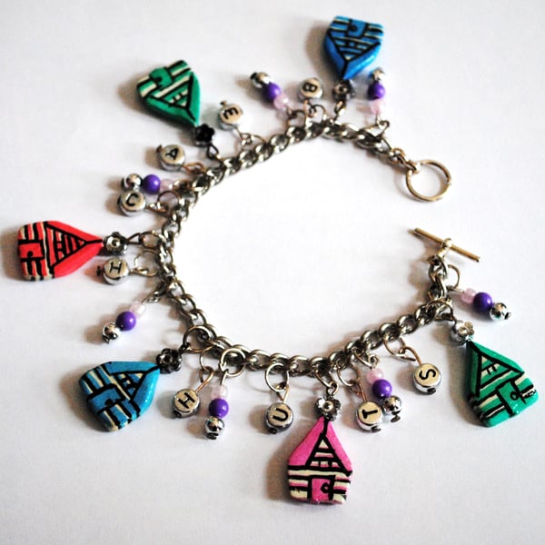 BEACH HUTS CLAY CHARM BRACELET