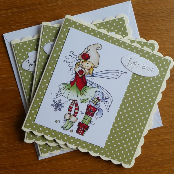 Set of 3 Christmas Cards - Fairies