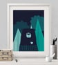 Nordic Bear II Wall Art Print, Print Nursery Print, Nordic Style Print - Image 1