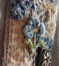 Slow-stitched and needle-painted blue floral brooch - Image 5