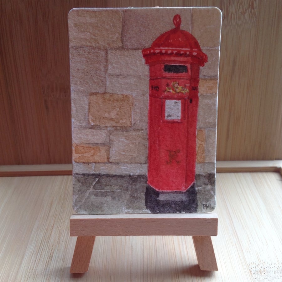 ACEO Original 'The Victorian Postbox' watercolour