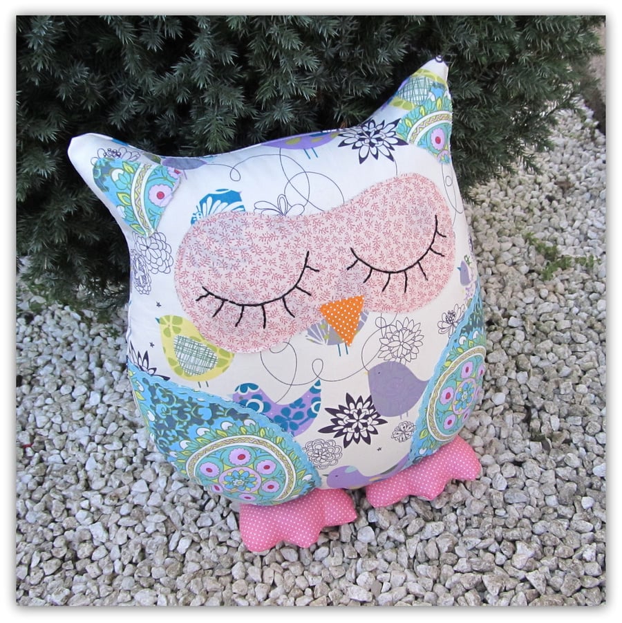Large owl cushion, Snoozy Songbird.