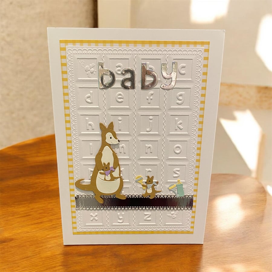 Kanga & Roo New Baby Card – Handmade