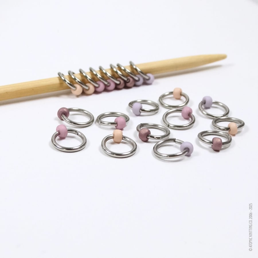20 Stitch Markers OPAQUE JEWEL Knitting Ring Stitch Markers 
