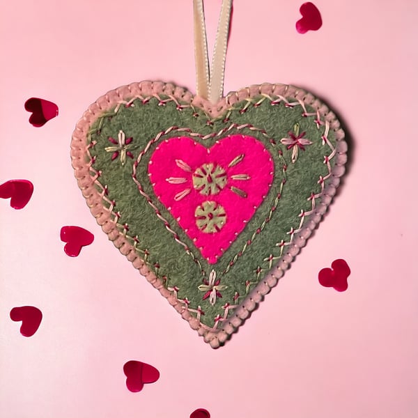 Mothers Day Hanging Pink Felt Heart