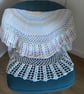Crochet Circular Shawl White With Pastel Colours Really Pretty (J171)