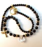 Clear Quartz Teardrop, Sardonyx And Black Onyx Necklace - Handmade In Devon - Image 1