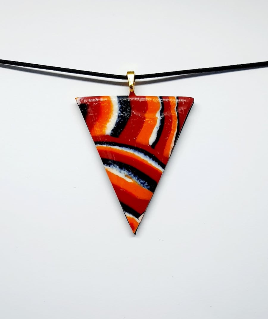 Abstract polymer clay pendant 