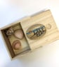 WOODEN TRINKET BOX EMBELLISHED WITH CERAMIC HANDLE FEATURING STANDING STONES - Image 1