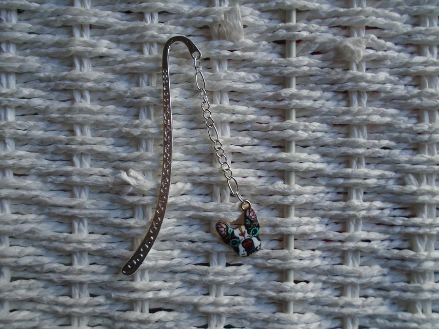Silver Plated Pug Head Bookmark 
