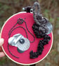 Upcycled Hoop Art - Abstract Textured Design - Curved Dance Macabre 