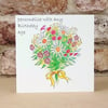 Age Birthday Card Flower Bouquet - Printed with any age