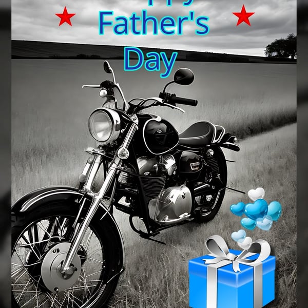 Happy Father's Day Motor Bike Card A5